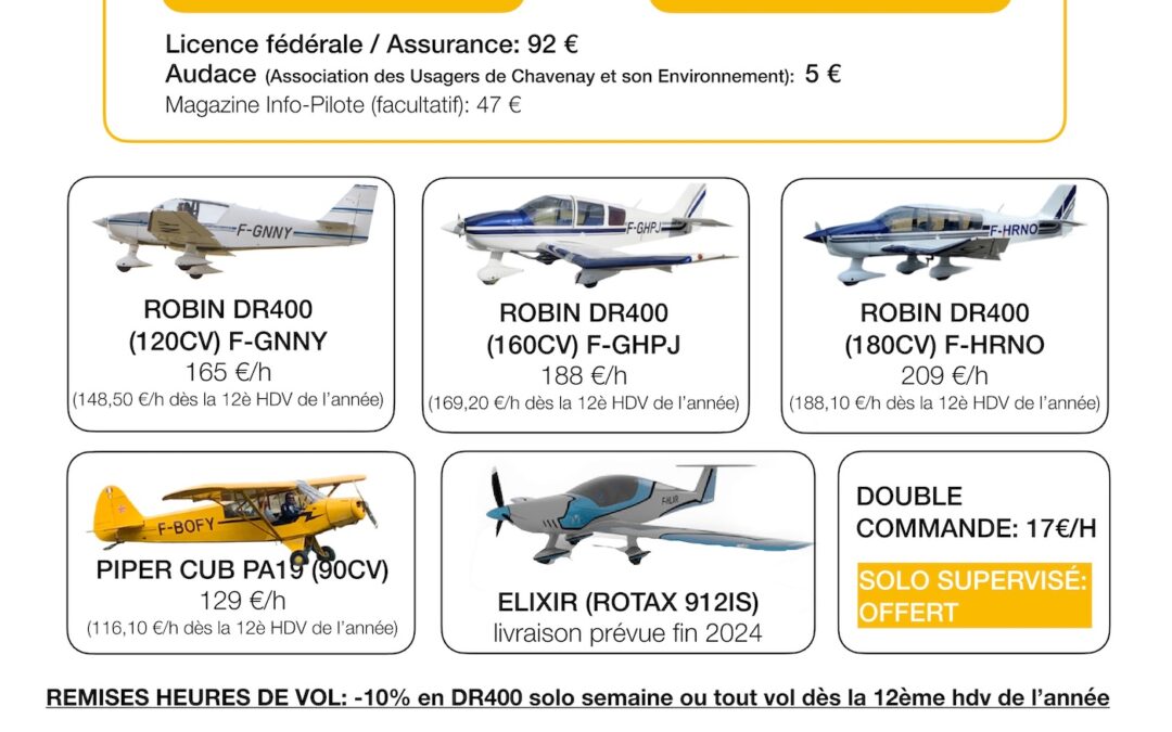 Tarifs au 29 septembre 2024